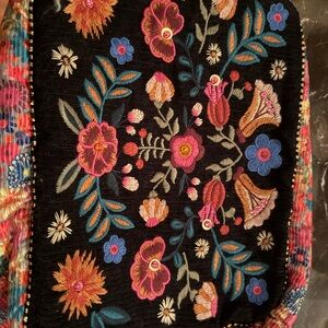 Natural Life Floral Patterned on Black Corduroy Material